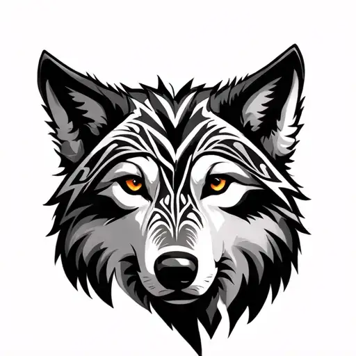 Wolf With Tribal Pattern Onbhis Face