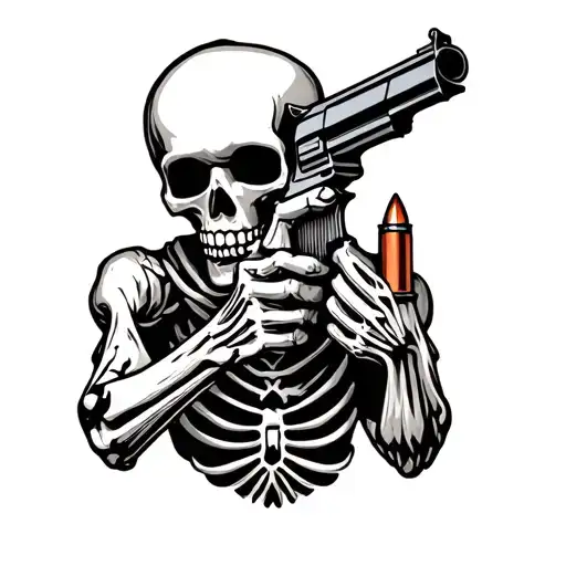 A Skeleton Loading A Gun With A Bullet Of Life