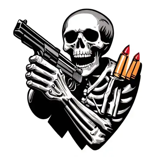 A Skeleton Loading A Gun With A Bullet Of Life