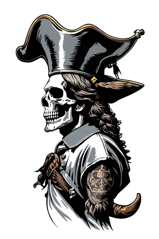 1776 Minuteman Tricorn With Skull Wearing