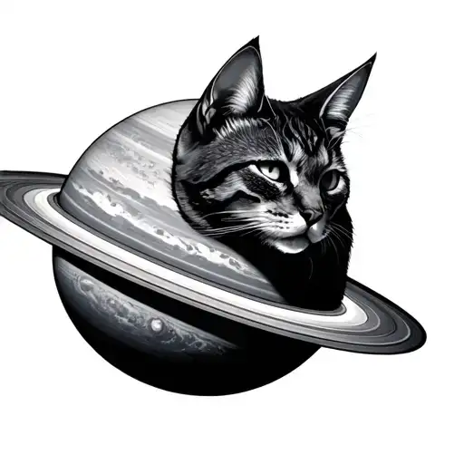 Cat Head As A Planet With Rings Entertwined