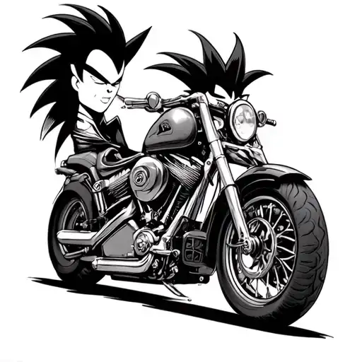 Vegeta Ultra Ego On A Harley Type Motorcycle