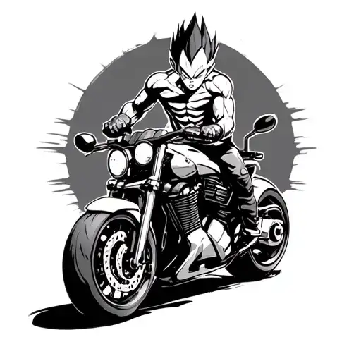 Vegeta Ultra Ego On A Motorcycle On The Road