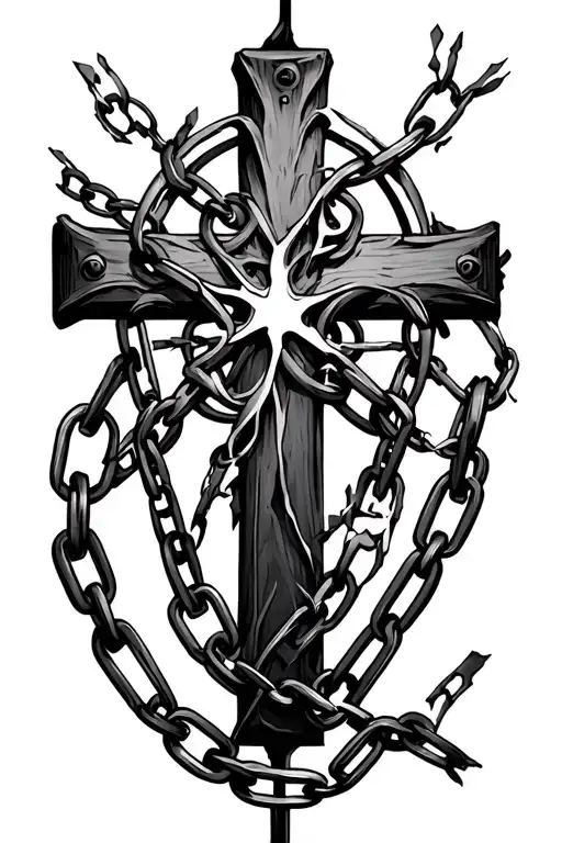 Broken Chains And A Cross Tattoo Design Inspired