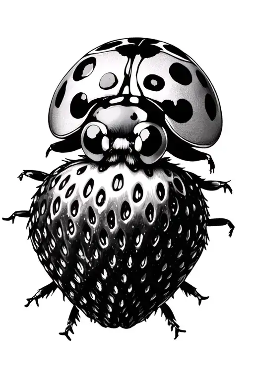 A Ladybug Eating A Strawberry