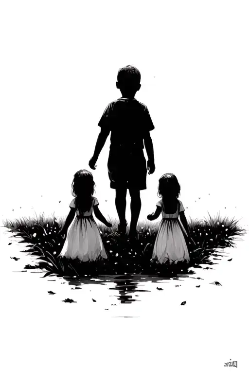 A Young Boy Watching His Mother And Two Sisters Walk Away Forever