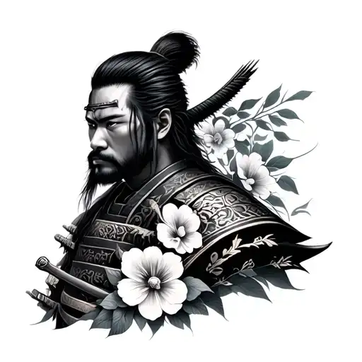 Samurai Warrior With Flowers