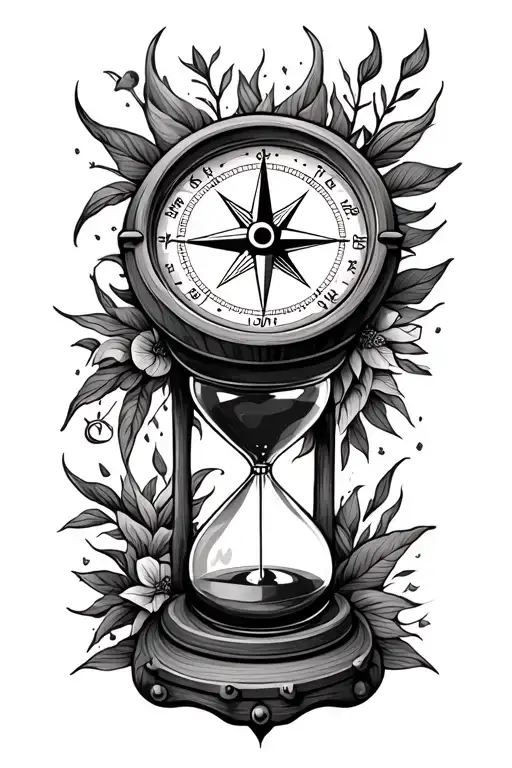 Compass And Hour Glass And Wildlife