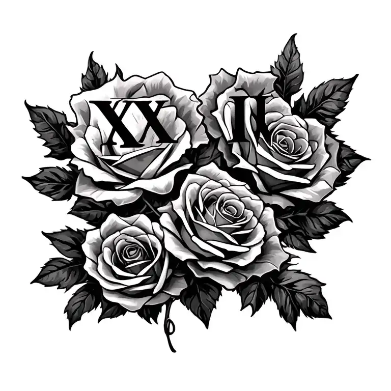 Roman Numerals & Name & Roses