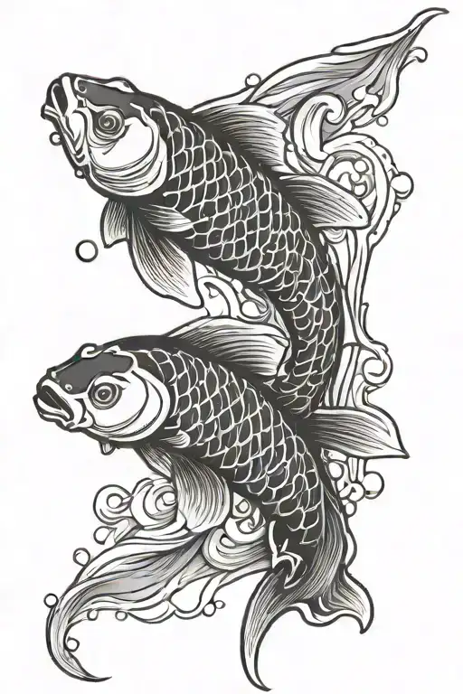 Koi Fish And Moon Shining