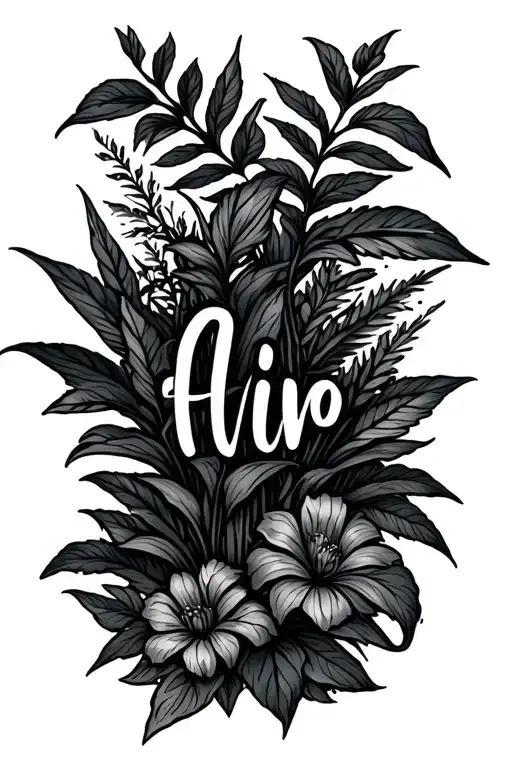 Name Tattoo With Plants Growing