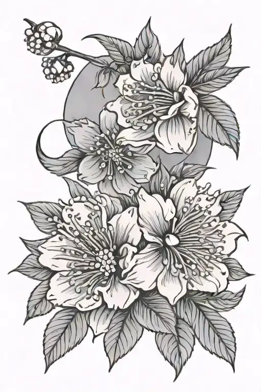 Cherry Flower And Moon