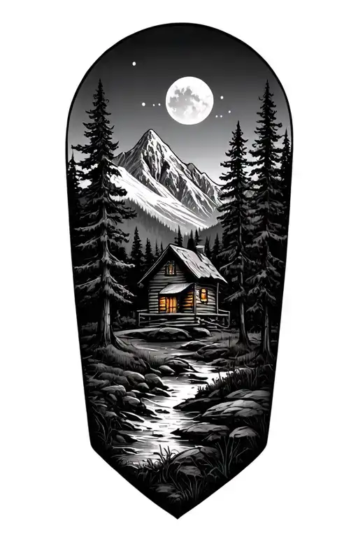 Cabin Trees Mountain Landscape