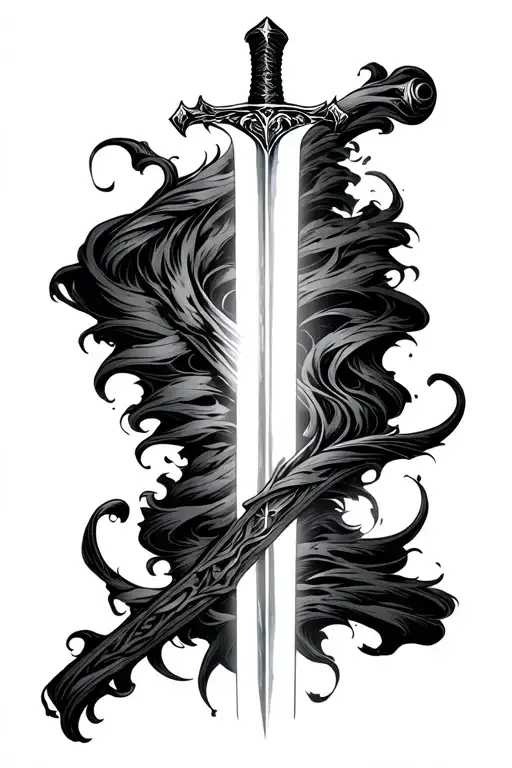 Lighting Through A Sword Going Vertical