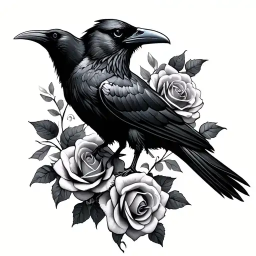 Raven And Roses Intertwined