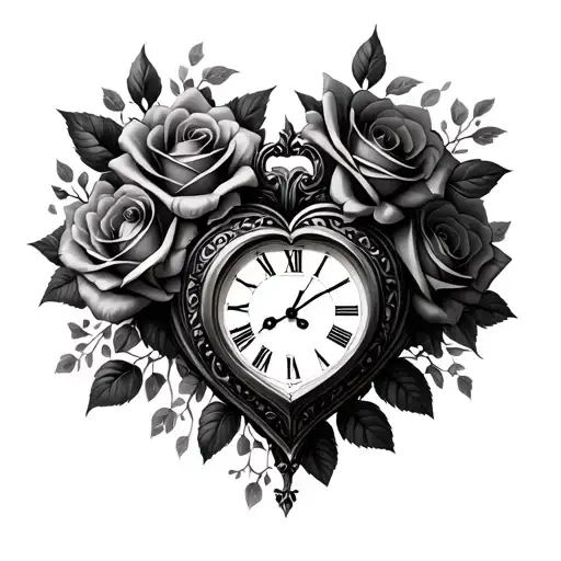 Roses Heart Shaped Clock