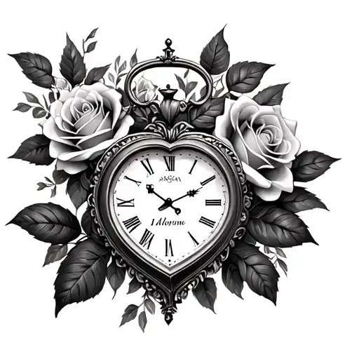 Roses Heart Shaped Clock Name Aldalynd