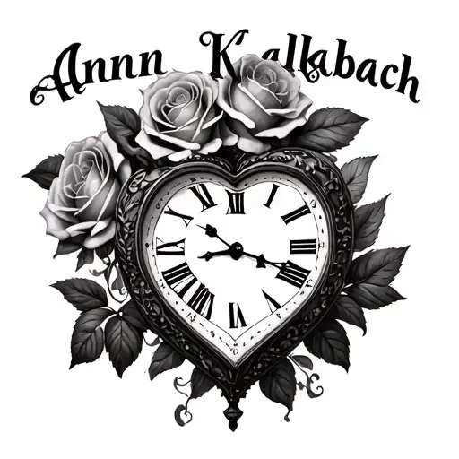 Roses Heart Shaped Clock Name Aldalynd Rose Ann Kalbach