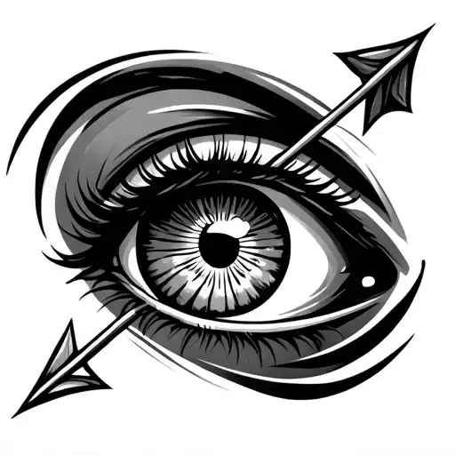 Chinese Eye With Arrow Going Right To Left