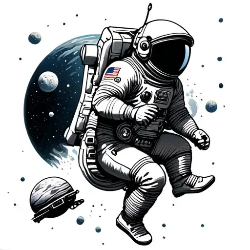 Astronaut Floating In Space Surrounded
