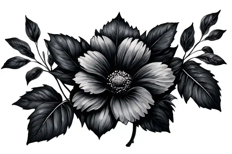 Flower Large Black Leaves