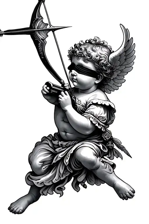 Cherub With Blindfold Shooting Arrow Not Very Fat