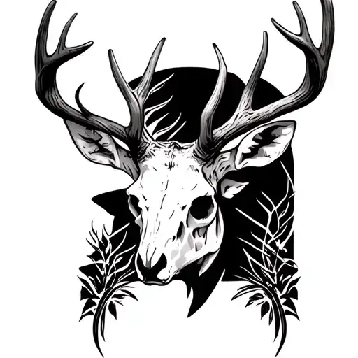 Deer Skull W Antlers Intertwined