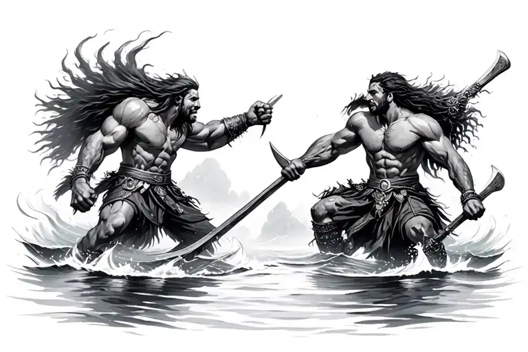 Warriors Fighting On Water