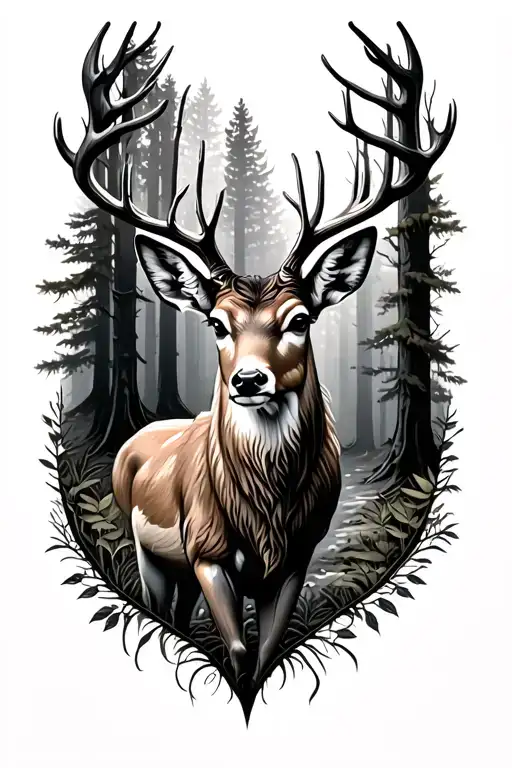 Forest With Deer