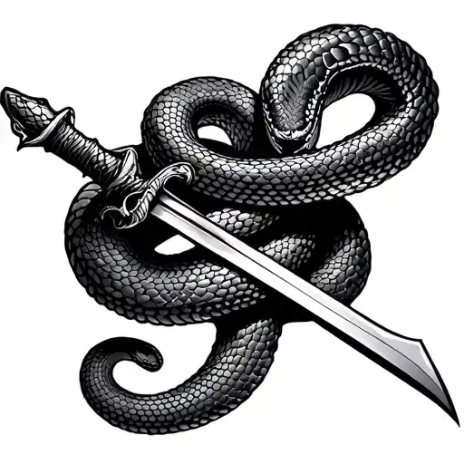 Snake And Sword Wrapped