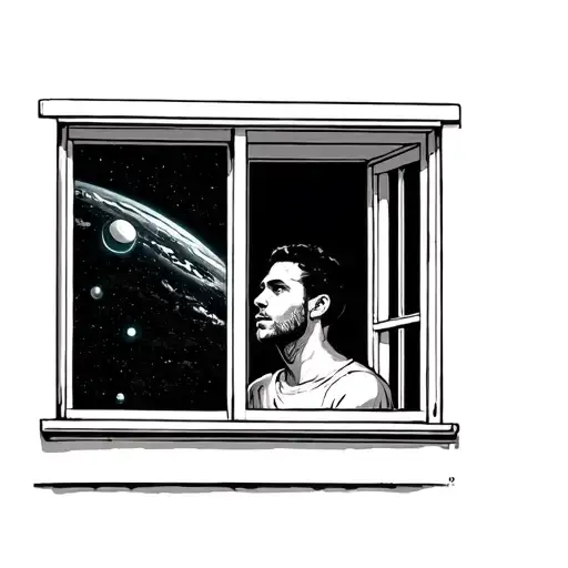 Man On Window Staring Into Space