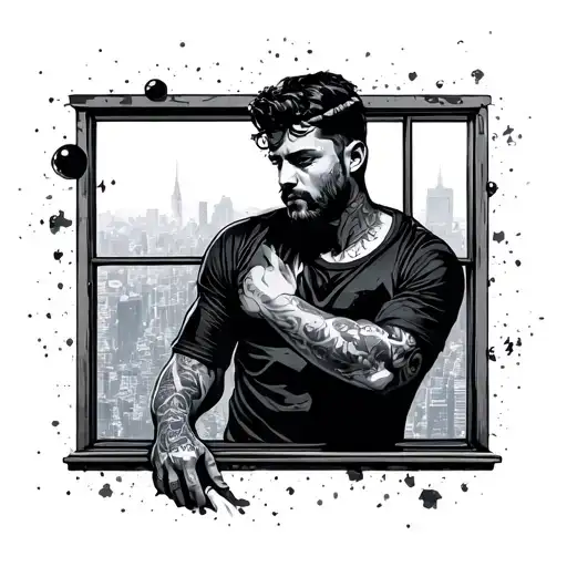 Man Window Space Surrounded