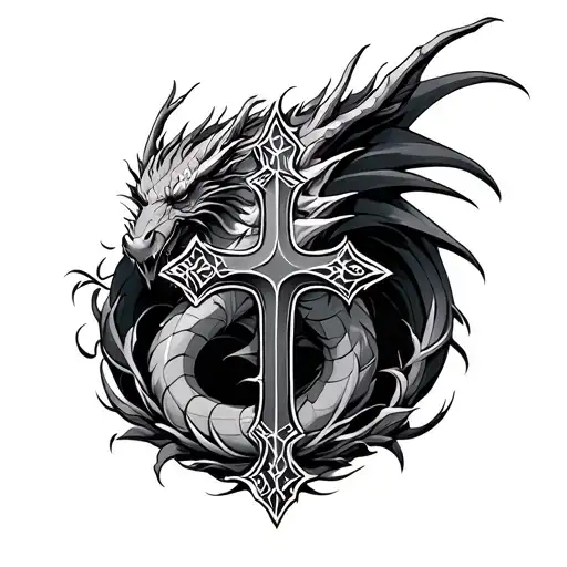 Cross Surrounded By Dragon