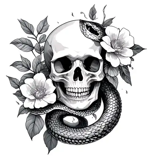 Skull And Snake Creepy Flowers