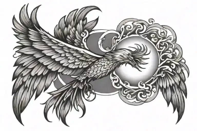 Sun Rising Phoenix Bird