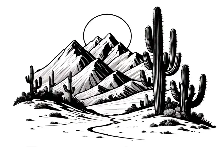 Mountain Landscape Filled With Cacti