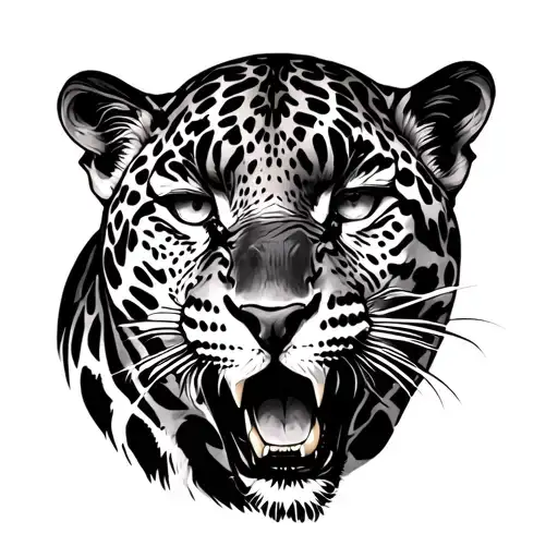 Scary Leopard Looking To The Right Side View