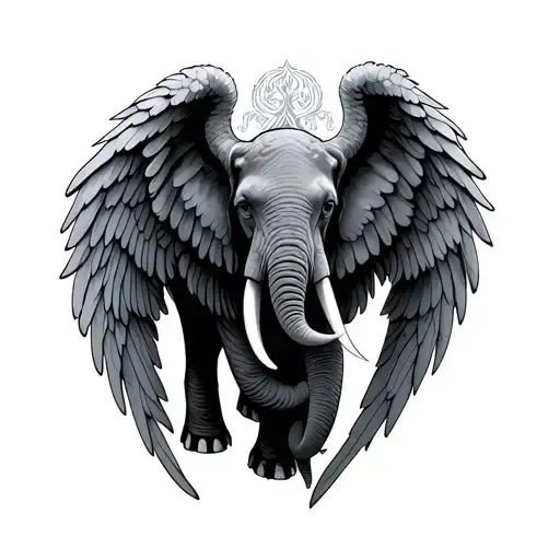Elephant Angel Wings Intertwined