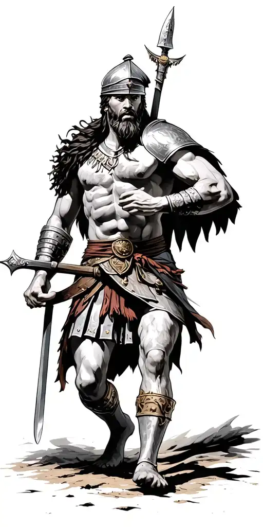 Roman Soldier Fighting A Barbarian
