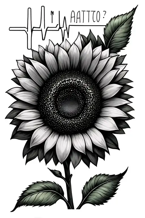 Sunflower With Heartbeat Line