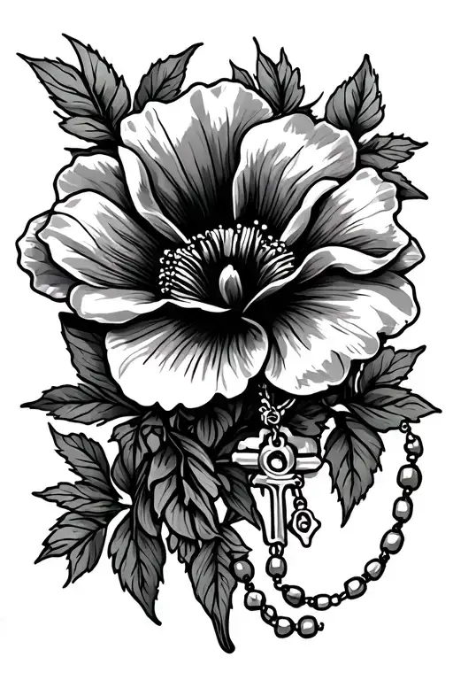 Sweet Pea Flower With A Rosary And Mom