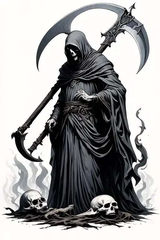 Reaper Holding A Scythe Looking Over Souls