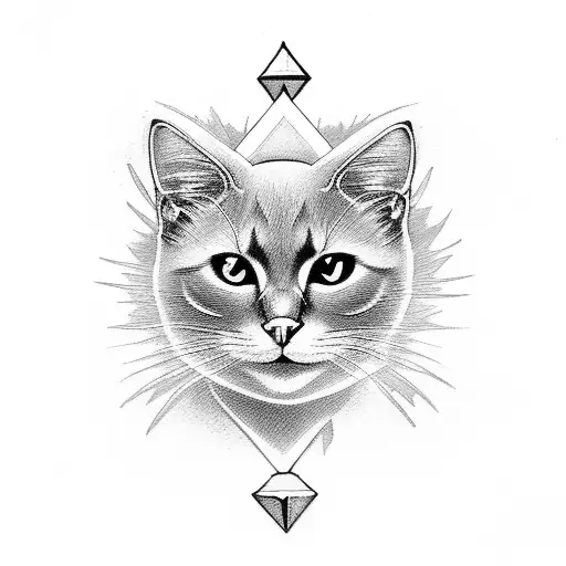 Black Cat Face Tarot Card Occult