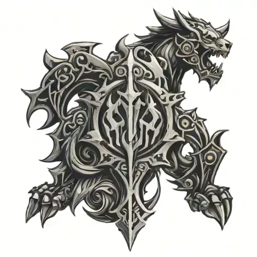 World Of Warcraft Logo In Black And Grey