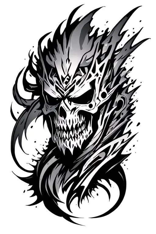 Cyber Tribal Tattoo Of Power From The Anime Chainsaw Man