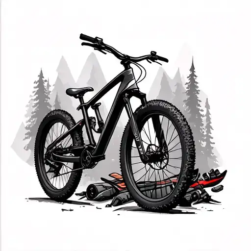 Mountain Bike Assembles With Parts From An Electricians Tool Bag Aswell As Skis Incorporated