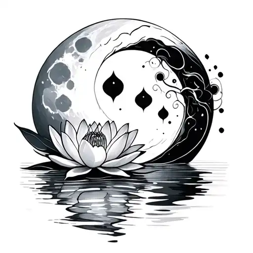 Water Lilly Moon Merging Together