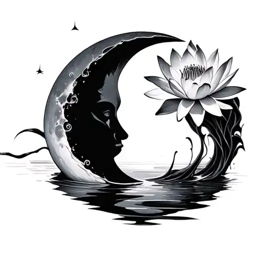 Water Lilly Moon Merging Together