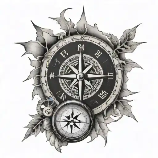 Runes Compass Stone Road