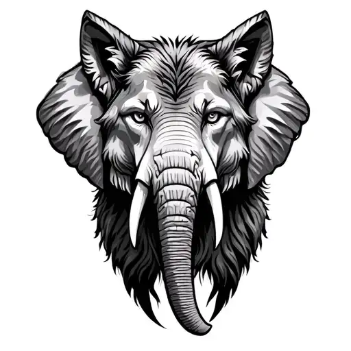 Wolf And Elephant Head